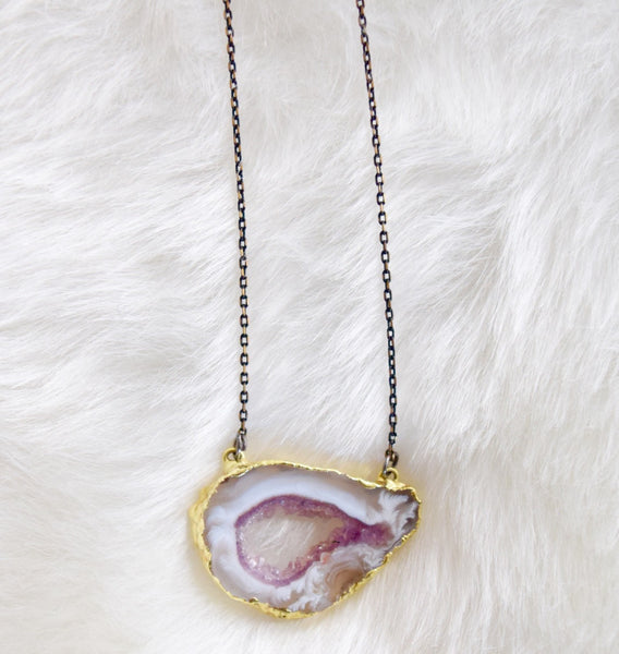 Kat Blink Chalcedony With Black Gold Chain