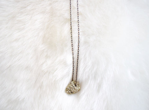 Kat Blink - Pyrite Rock with Black Gold Chain